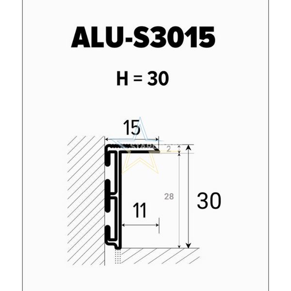 Плинтус алюминиевый скрытого монтажа ALU-S3015 ALU-S3015 фото