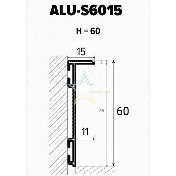 Плінтус алюмінієвий прихованого монтажу ALU-S6015 ALU-S6015 фото