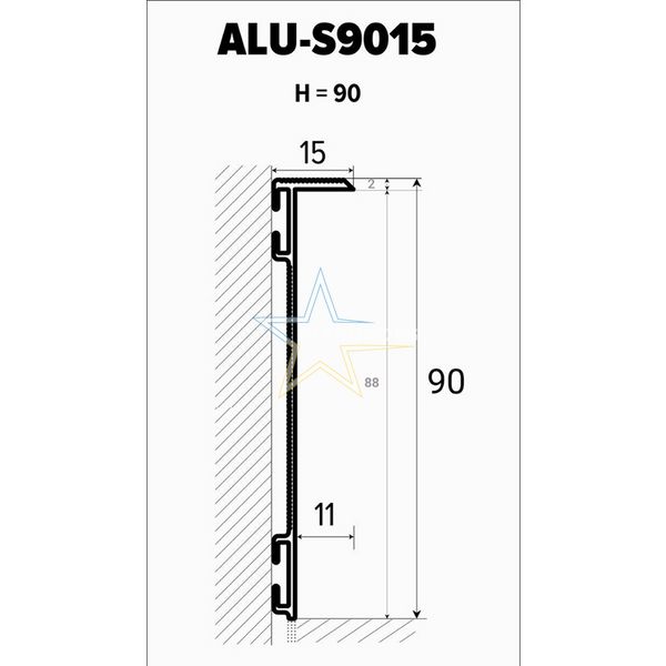 Плинтус алюминиевый скрытого монтажа ALU-S9015 ALU-S9015 фото
