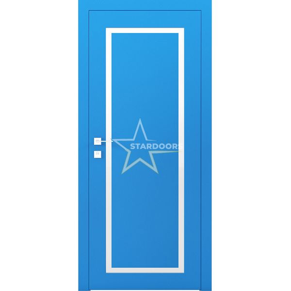 Межкомнатные двери Rodos Porto2 полустекло, краска RAL 246 Loft фото