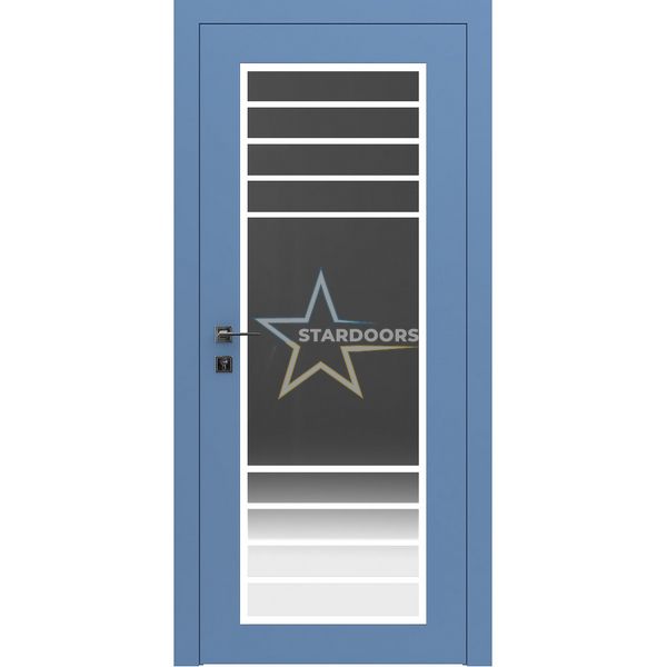 Міжкімнатні двері Rodos Porto3 скло тріплекс, фарба RAL, вставка рамки білий мат 248 Loft фото