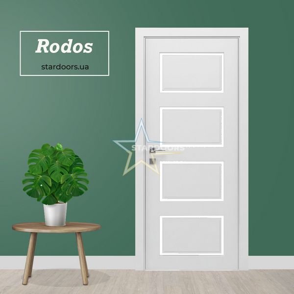 Межкомнатные двери Rodos Dolce полустекло 4, белый мат 367 Cortes фото