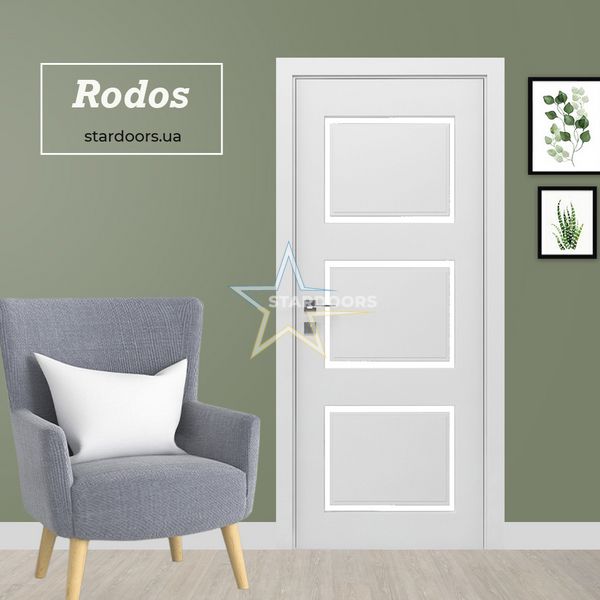 Міжкімнатні двері Rodos Dolce напівскло 3, білий мат 366 Cortes фото